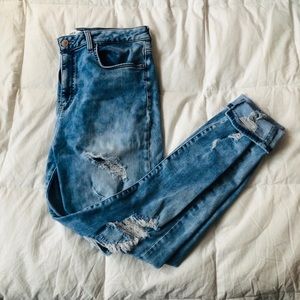High-Waisted Ripped Light Wash Skinny Jeans